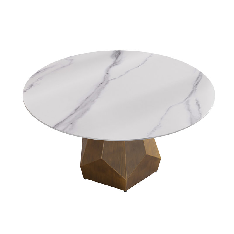 Table de salle à manger ronde en marbre avec plateau tournant en pierre artificielle (table de salle à manger seulement)