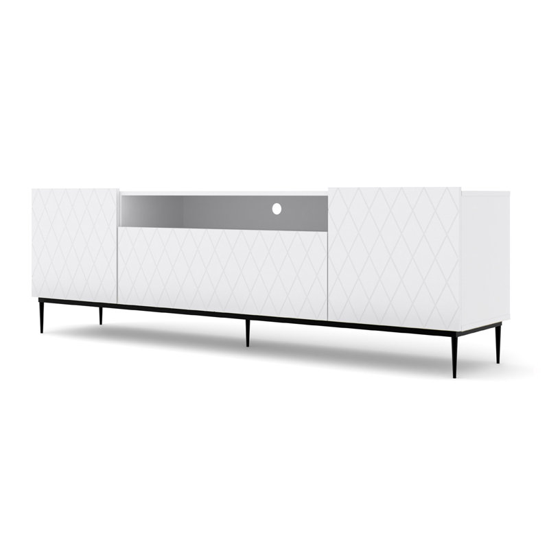 Hocker TV Stand for TVs up to 88", White Matt/Black