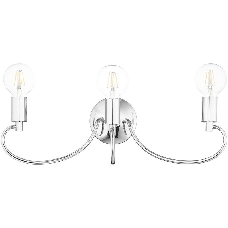 Polished Chrome Bathroom Vanity Light Fixture - 22 inch, 3 Light, Steel Base