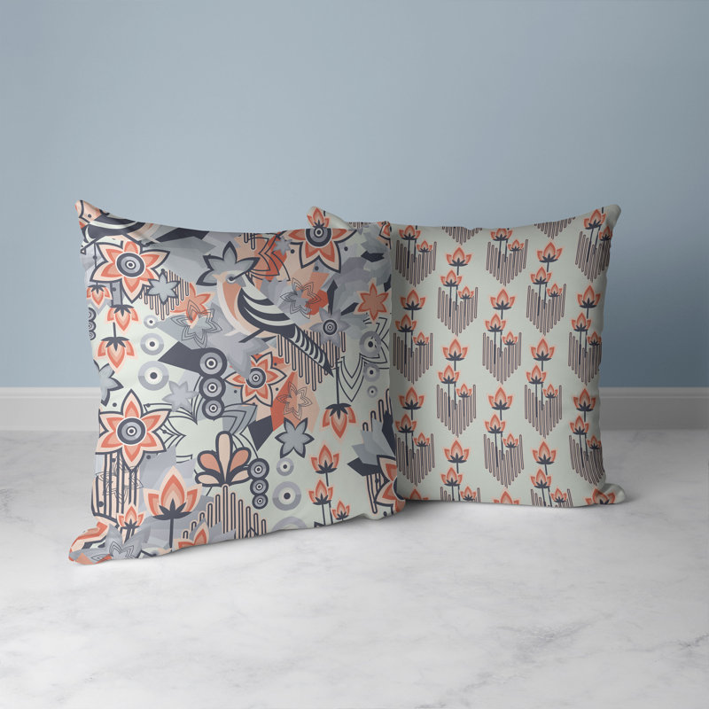 Growth Grid  Square Throw Pillow, 16"H x 16"W, Gray/Pink