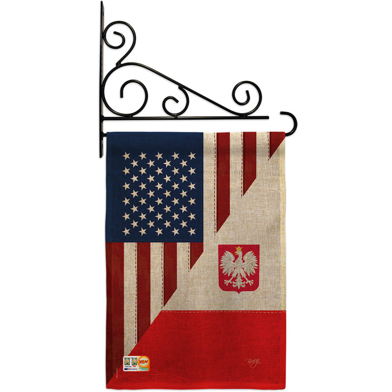 En toile jute à 2 côtés de l’amitié american polonaise 19 po drapeau de jardin