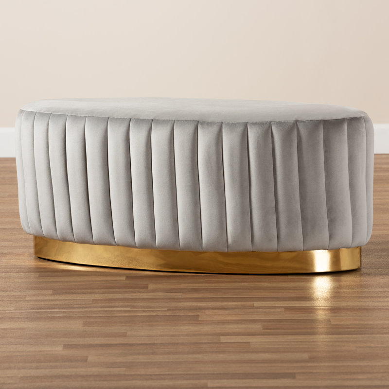 Velvet Ottoman, Gray Velvet