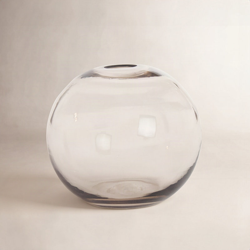 Aurora Handmade Glass Table Vase, Smoke, 4" H x 4" W x 4" D