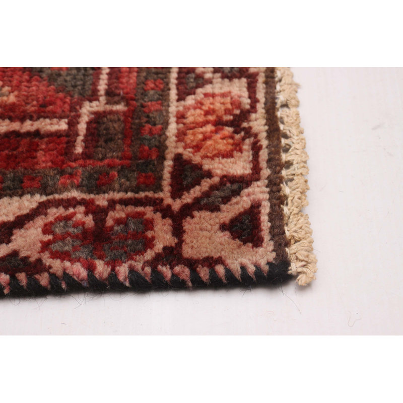 Tapis de couloir rouge unique en laine 3 pi 3 po x 9 pi 8 po Nafisa