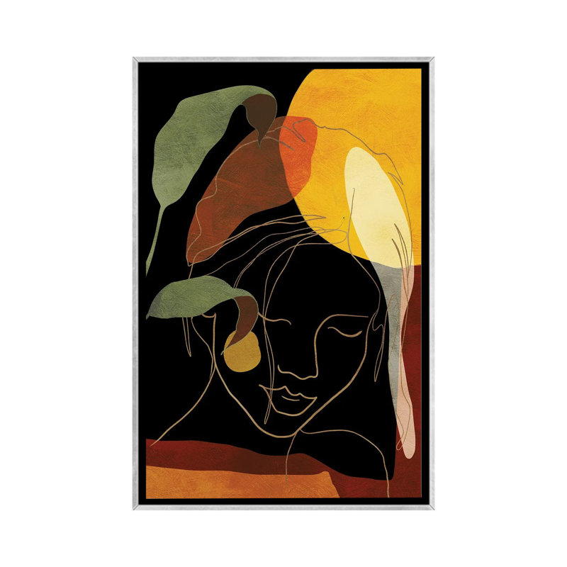 «Woman in Black» par Ana Rut Bré - impression d'art graphique, H 48 po x l 32 po x P 1,5 po, Toile avec cadre argenté