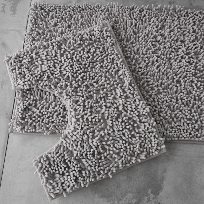 2 Piece Set Rectangle/U-shaped Bath Mat, Silver