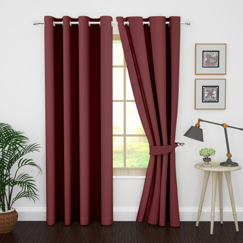 Panneaux de rideaux occultants et isolants à œillets de couleur unie, Marron, l 46 po x L 95 po