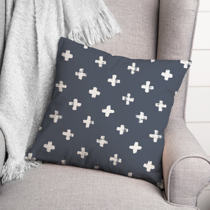  Coussin décoratif intérieur / extérieur en polyester à pois, H 18 po x l 18 po, Ardoise