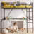 Sturdy Metal  Black Twin Loft Bed with Bedside Caddy & Anti-Slip Ladder - Heavy-Duty Space-Saving Bed Frame for Teens, Adults, Dorm, and Small Apartment