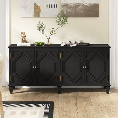 65" W Mid Century Modern Sideboard With Adjustable Shelves