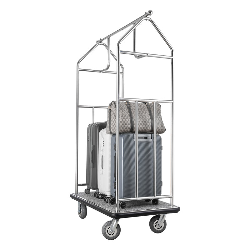Chariot à bagages d'hôtel en acier inoxydable brossé 800 lb