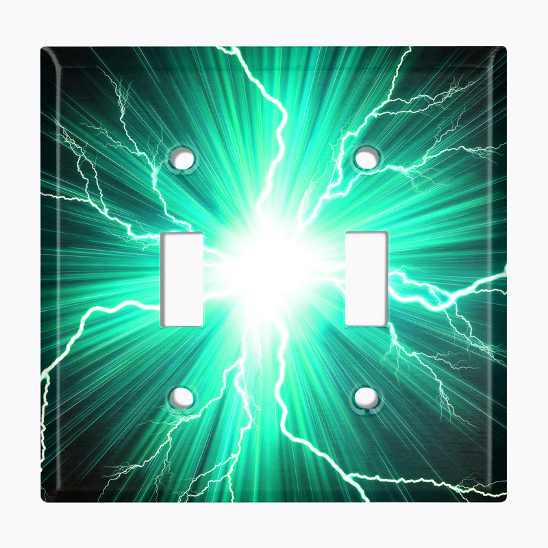 Lightning Landscape & Nature 2 - Gang Toggle Light Switch Standard Wall Plate, Green