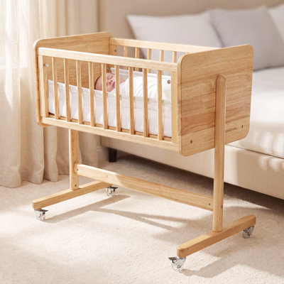 Comfy Cubs Wooden Bedside Bassinet Sleeper for Newborns and Infants