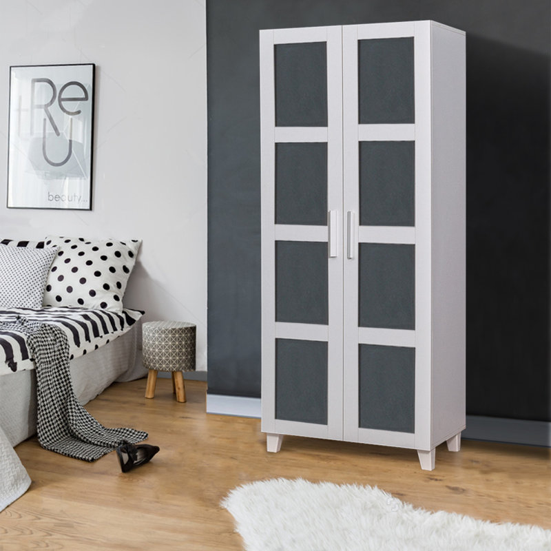 Armoire Thainara, Blanc / anthracite
