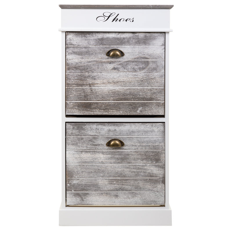 8 Pair Shoe Rack, Ash Grey/White
