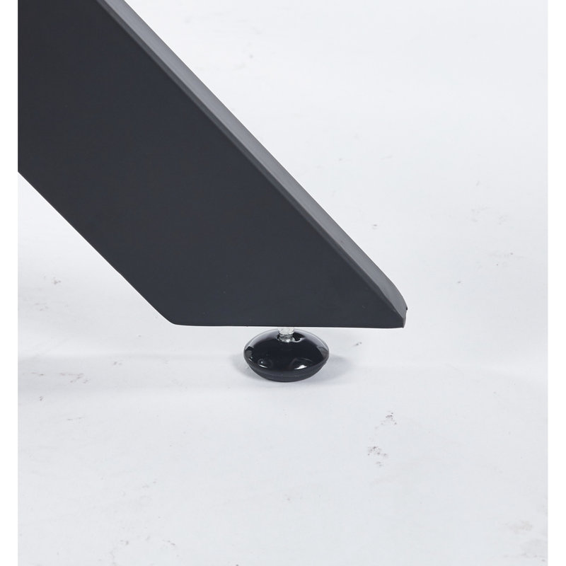 Table de salle à manger moderne noire avec pieds croisés en métal et verre trempé lisse, 40,9 lb, réglable pour la cuisine, surface en verre peu encombrante et facile à assembler, structure stable, dimensions de 36,44 po