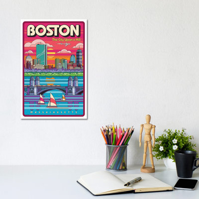 Boston Pop Art Travel Poster 1 Piece Wrapped Canvas Wall Art