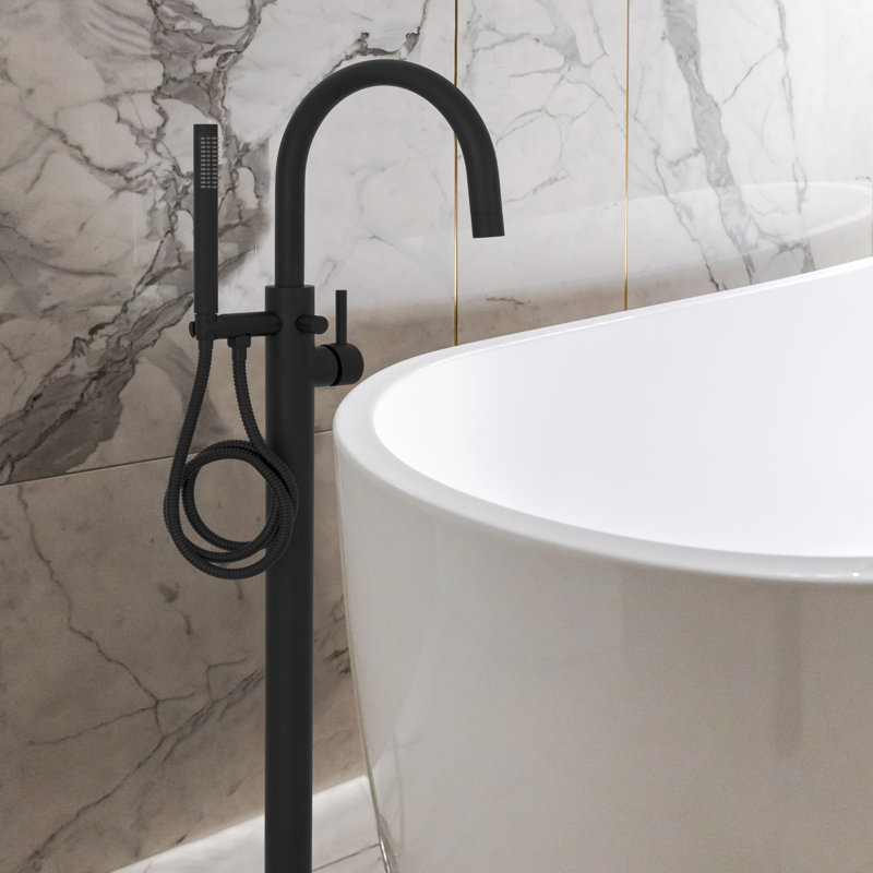 Single Handle Deck Mounted Clawfoot Tub Faucet, Matte Black