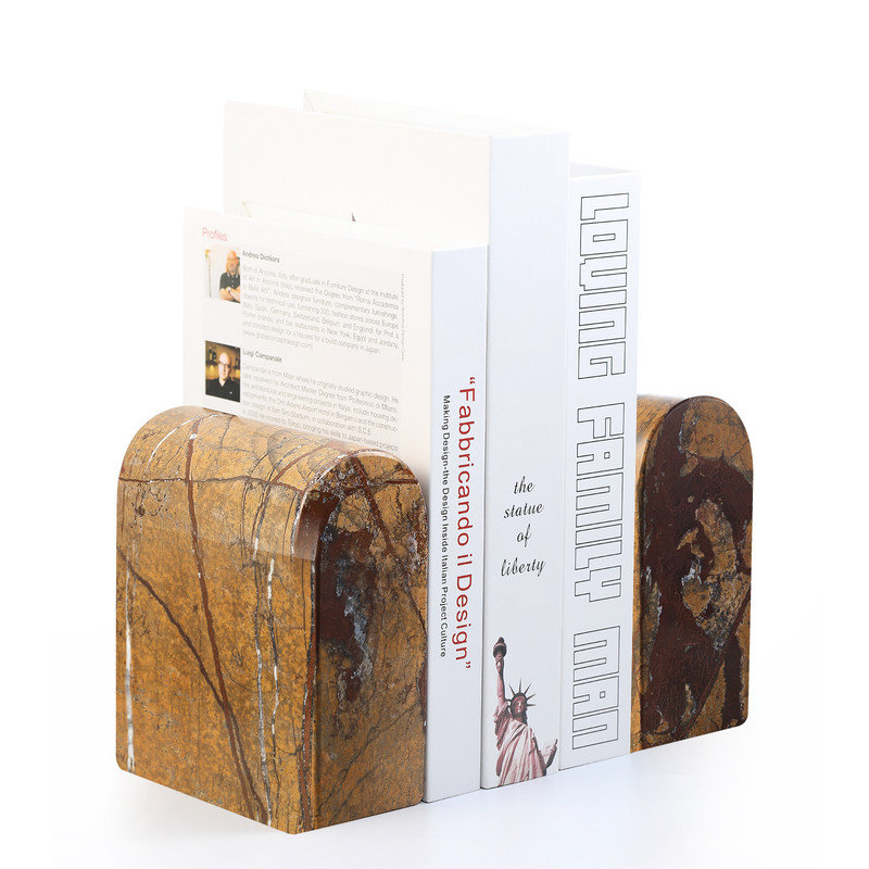 Serre-livres en marbre (ensemble de 2), Brun, H 4,64 po x l 2,54 po x P 5,66 po