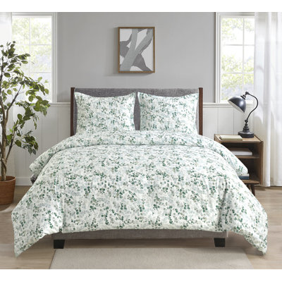 Aura Home Emerald Leaves Duvet Set- 