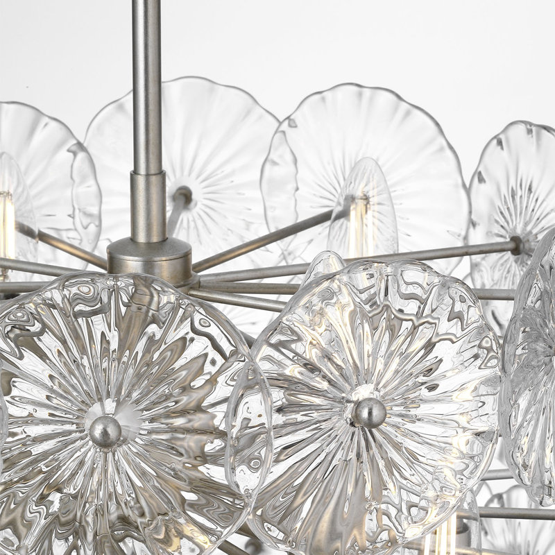 Julie Neill Gianna 24" Chandelie, Clear, Burnished Silver Leaf