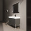 Meuble-lavabo autoportant de 48 po avec lavabo en résine, meuble de rangement avec portes à fermeture douce (ensemble KD) et meuble-lavabo