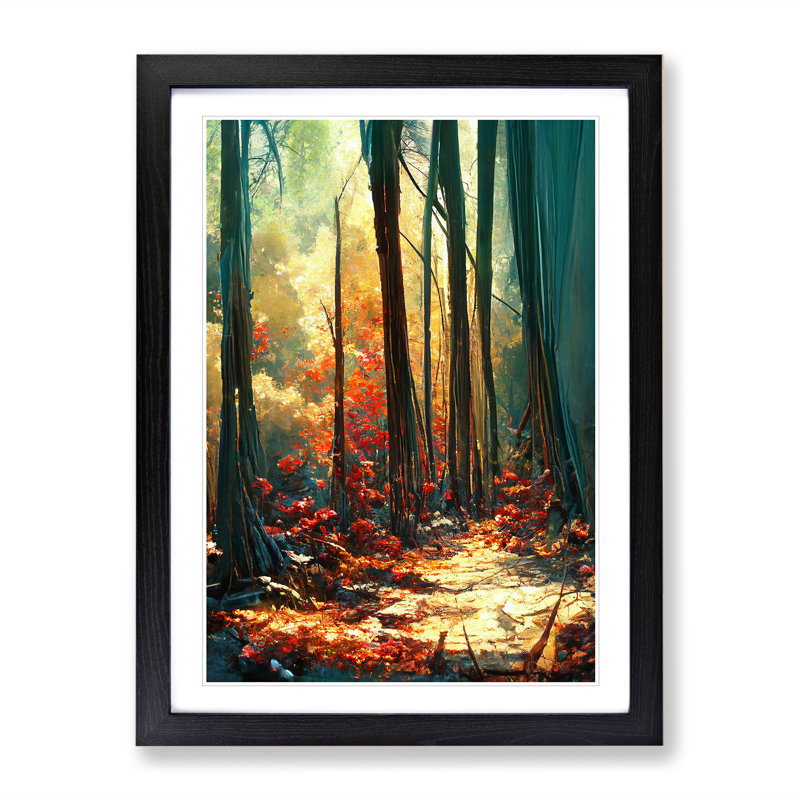 XV1022-3327X Painted Forest No.3 Abstract - Single Picture Frame Print, Black, 64cm H x 46cm W x 2cm D