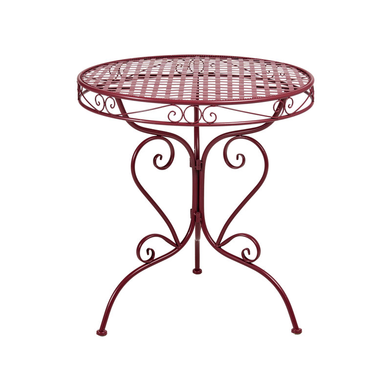Round Metal Outdoor Bistro Table , 70cm cm W 70cm cm D, Burgundy