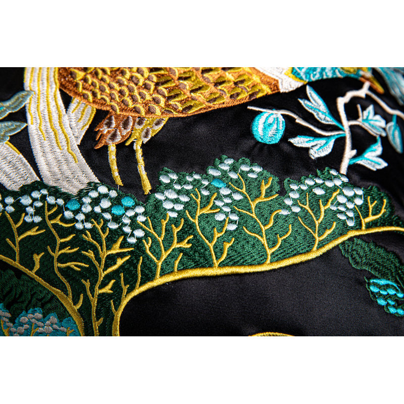 Housse de coussin en soie brodée, Noir, noir, noir, noir