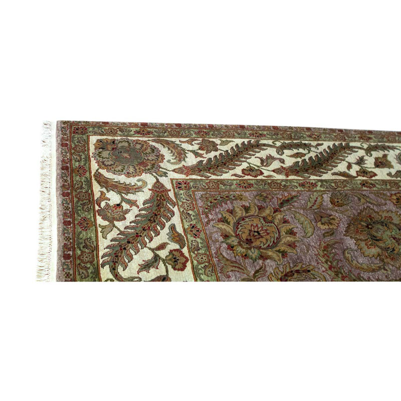 Tapis brun / beige / vert noué à la main