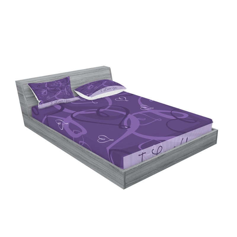 Drap-housse et coussin décoratif romantique Ambesonne Aubergine - mauve, Ensemble de draps pour très grand lit californien