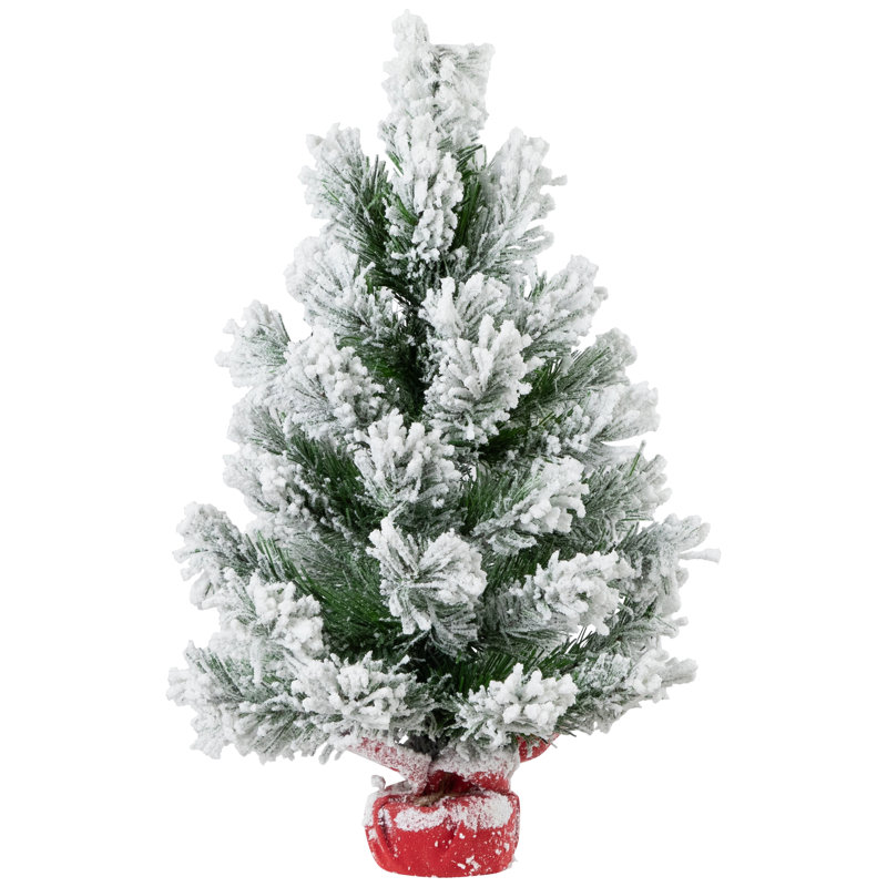 Mini arbre de Noël artificiel en forme de pin ange floqué - 19 po - non éclairé