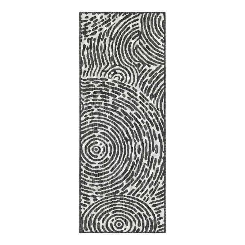 Tapis intérieur / extérieur en polypropylène géométrique tissé à la machine en noir / blanc