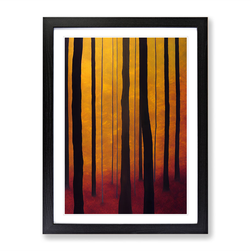 Boho Forest - Wall Art, Black Framed, 36cm H x 27cm W x 2cm D, White