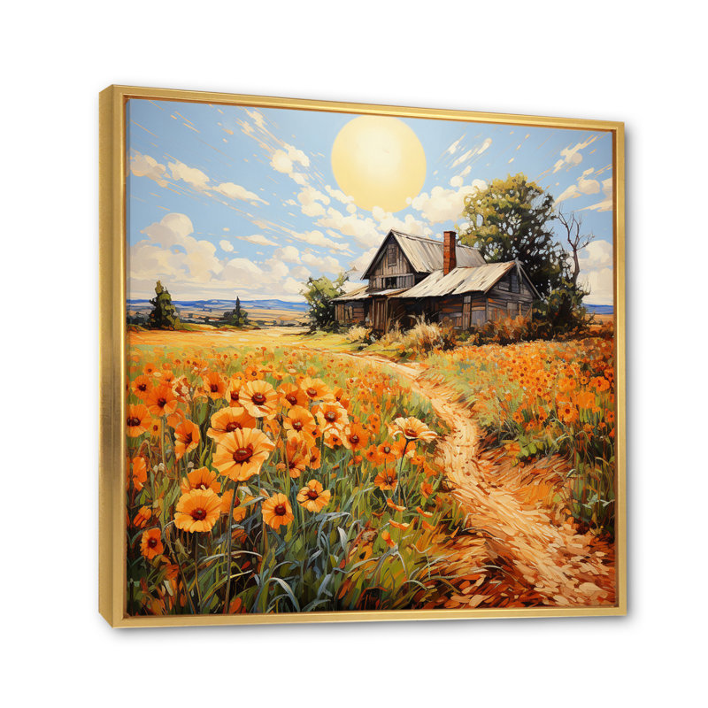 Farmill Sunlit Haven Pointillism II - impression, Cadre flottant doré, H 30 po x l 30 po x P 1 po