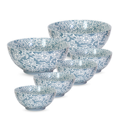 Denim Daisy Salad & Sauce Bowl Set