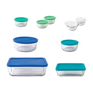 Anchor Hocking SnugFit 20 Piece Glass Food Storage Set with Mixed Blue Lids