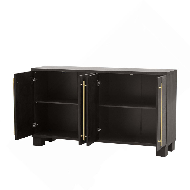 Buffet avec tablettes réglables et poignées dorées pour la cuisine, la salle à manger et le salon, Taupe