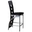 Chaises à hauteur de comptoir de style moderne (2 pièces), base en métal avec finition argentée, revêtement en cuir noir, hauteur du siège, salle à manger 2 pièces, sièges de chambre ultramodernes, base, faux dossier, h 42,01 po,