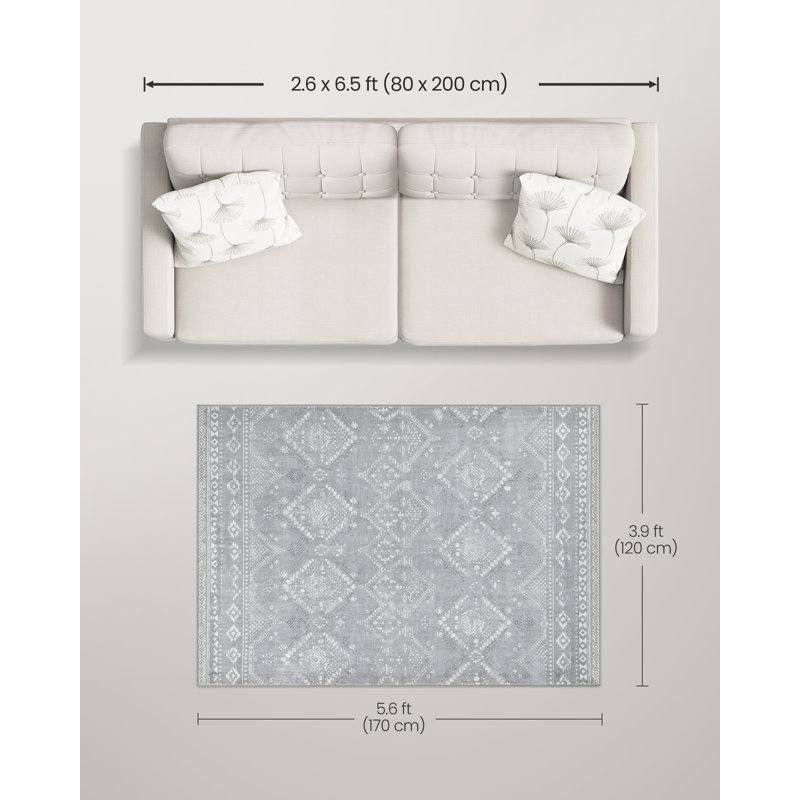 Korando Rectangle 214 cm x 153 cm Floral Braided Area Rug