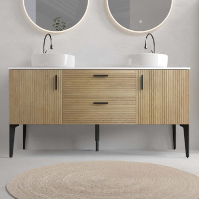 Meuble-lavabo autoportant 60 po avec évier, sans drain, sans robinet ni armoire d'appoint, 60 po KD