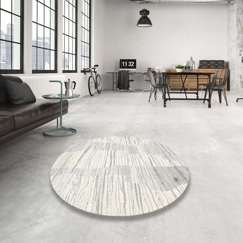 Tapis beige contemporain, Rond 7 pi x 7 pi