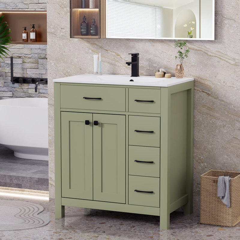 Sharee 30" Freestanding Single Bathroom Vanity Set With Sink Top, Zinc Alloy Faucet, Painted Surface, Soft-close Doors, Epa Certified