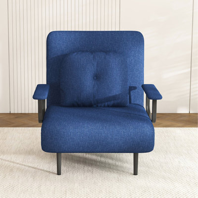 Folding Sofa Bed 3-In-1 Convertible Chair - 5-Position Adjustable Backrest With Pillow, Space-Saving Sleeper For Living Room, Bedroom & Office (Blue)