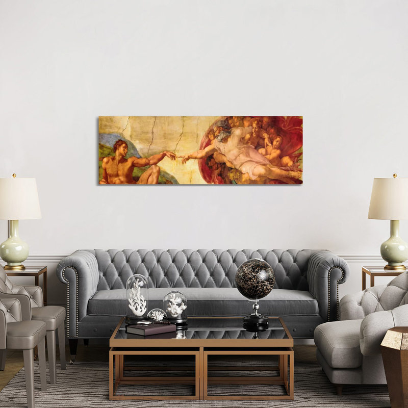 Creation Of Adam by Michelangelo - Wrapped Canvas Panoramic Painting, 152.4 cm H x 50.8 cm W x 3.175 cm D