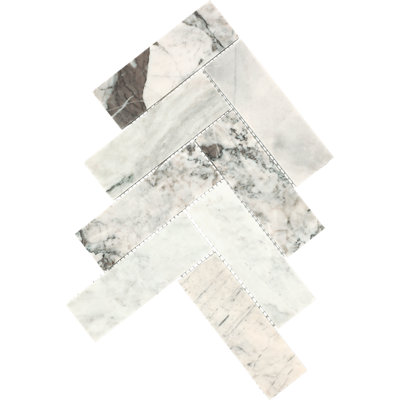 Carreau de mosaïque en pierre naturelle à motif de chevrons pour mur et plancher 2 po x 6 po Gamma (ensemble de 10)