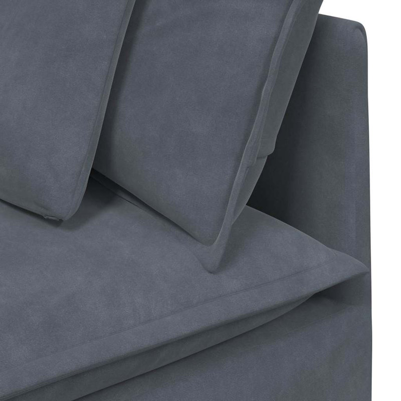  Canapé modulaire en velours gris foncé (100% polyester), surdimensionné en métal