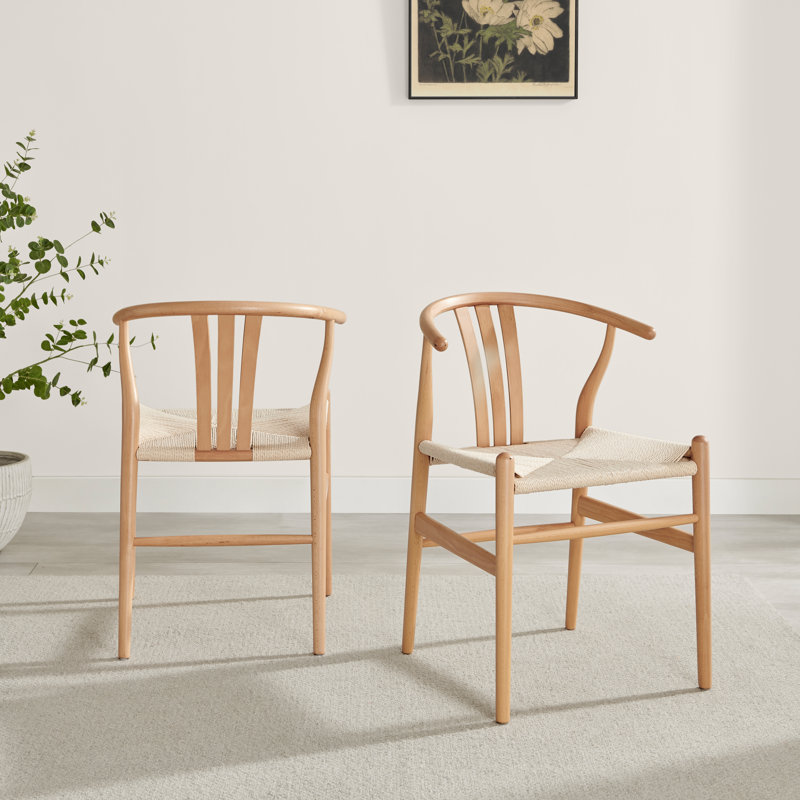 Carlton Solid Wooden & Rope Sculpted Dining Chairs - Elegant Scandi Inspired, Oak