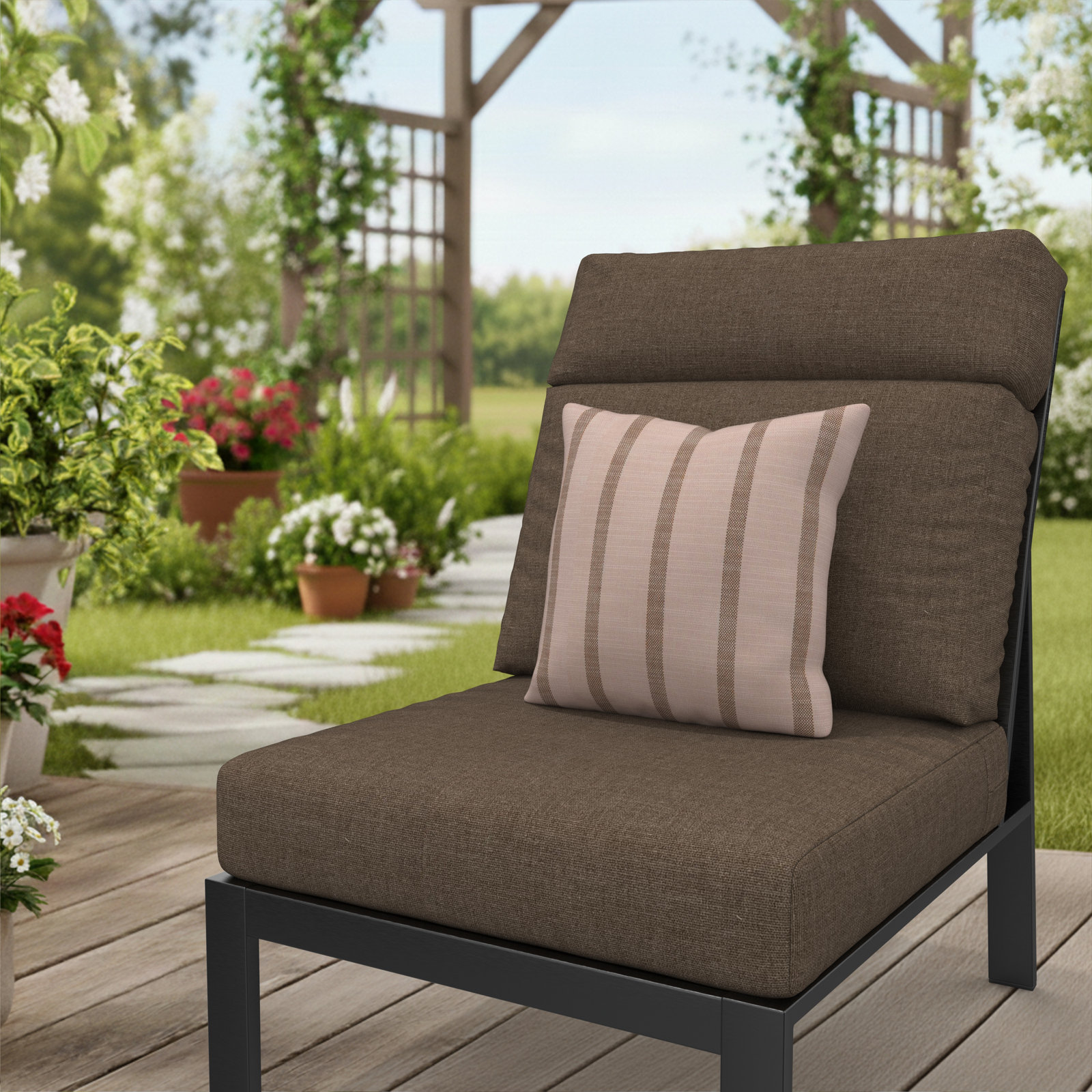 Lani Sunbrella Outdoor/Indoor Throw Pillow, Square 14", Unwind Cameo