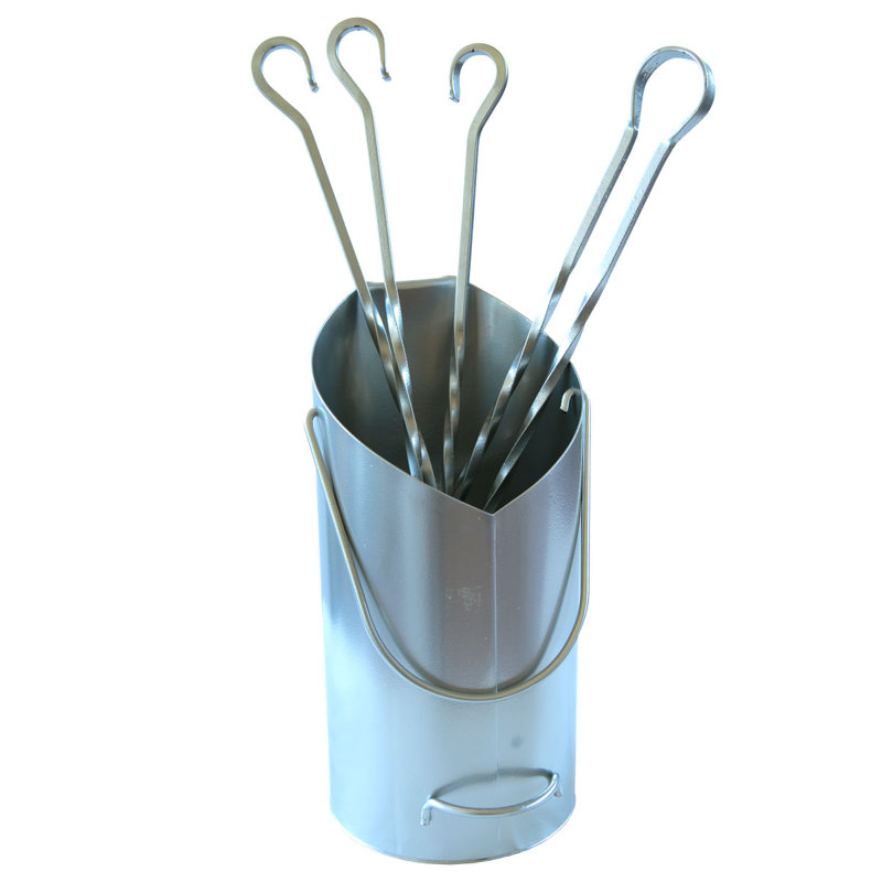 Burnsdale Iron Fireplace Tool Set, Chrome
